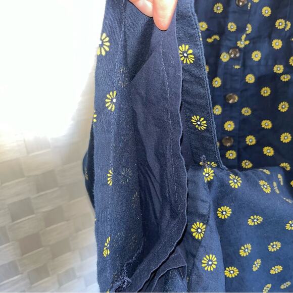 J. Crew Blue Button Up Linen Sunflower Dress Women’s Size 2 - Picture 7 of 12